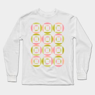 Geometric Shapes Pink Green Long Sleeve T-Shirt